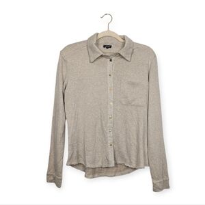 Bleusalt Collared Button Front Long Sleeve Modal Shirt Lightweight Neutral Top S